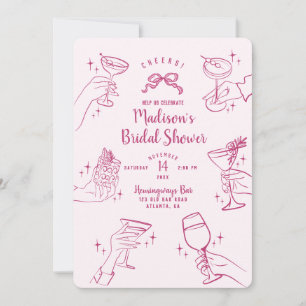 Pink Cocktail Party Bridal Shower Invite