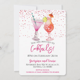 Pink Cocktail Party Drinks Invitation