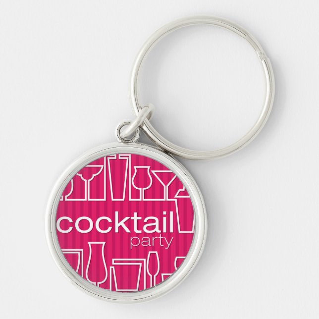 Pink cocktail party key ring (Front)
