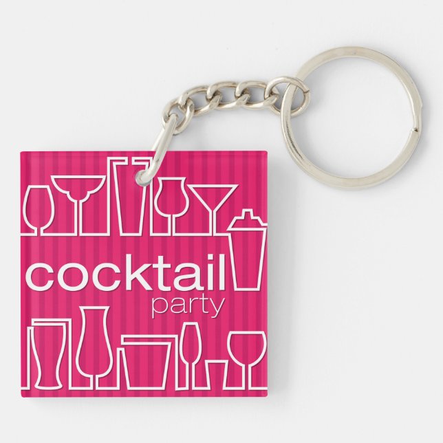 Pink cocktail party key ring (Back)
