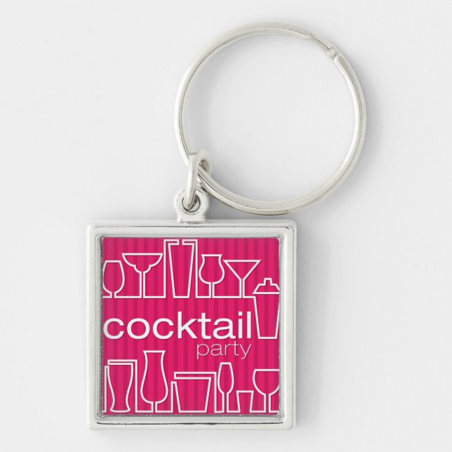 Pink cocktail party key ring (Front)