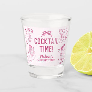Pink Cocktail Party Retro Bachelorette Favours Shot Glass