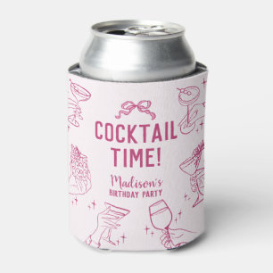 Pink Cocktail Party Retro Birthday Favours Can Cooler
