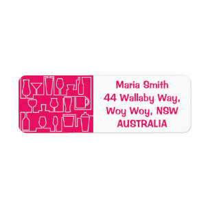 Pink cocktail party return address label