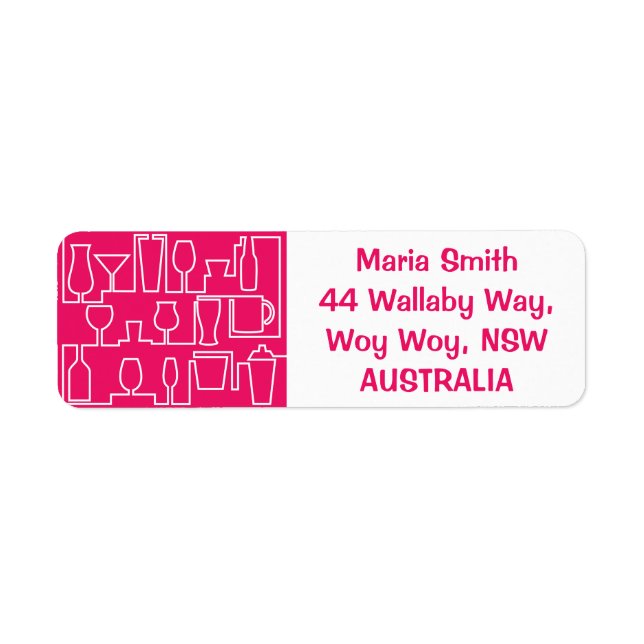Pink cocktail party return address label (Front)