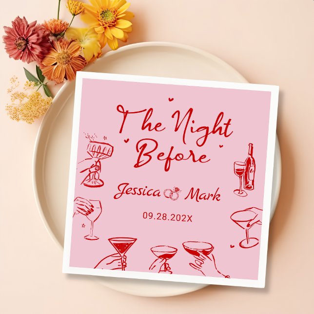 Pink Cocktail The Night Before Wedding Napkin (Creator Uploaded)