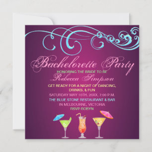 Pink Cocktail Time Bachelorette Party Invitation