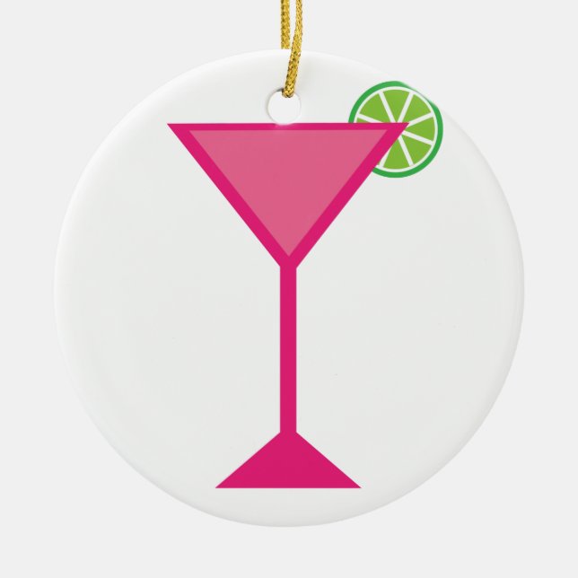 Pink Cocktail With Lime Ceramic Tree Decoration (Front)