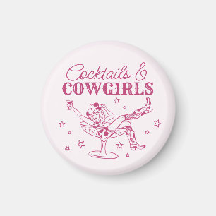 Pink Cocktails and Cowgirls Bachelorette Favors Magnet