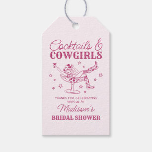 Pink Cocktails and Cowgirls Bridal Shower Favor Gift Tags