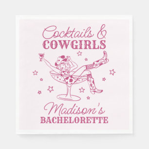Pink Cocktails and Cowgirls Rodeo Bachelorette Napkin