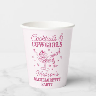 Pink Cocktails and Cowgirls Rodeo Bachelorette Paper Cups