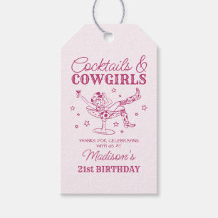 Pink Cocktails and Cowgirls Rodeo Birthday Favour Gift Tags
