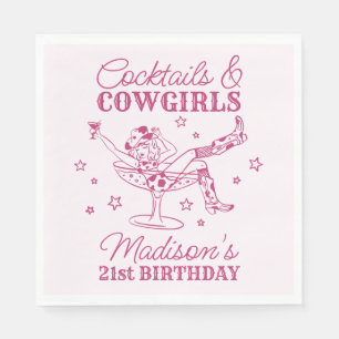 Pink Cocktails and Cowgirls Rodeo Birthday Napkin