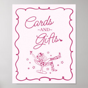 Pink Cocktails and Cowgirls Rodeo Cards & Gifts Poster