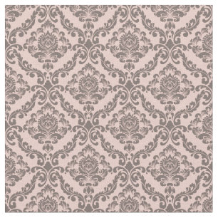 Pink & Cocoa Damask Fabric