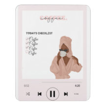 Pink coffee addict Spotify music women.