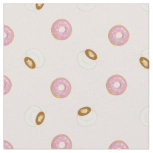 Pink Coffee and Donuts Fabric