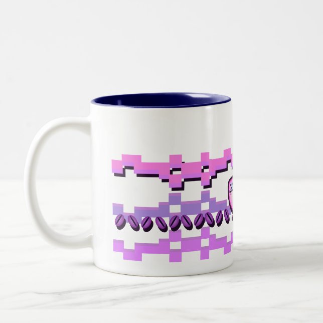 Pink Coffee Bean Fair Isle Two-Tone Coffee Mug (Left)