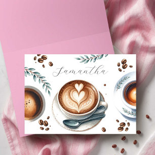 Pink Coffee Bridal Shower Theme Greeting Cards