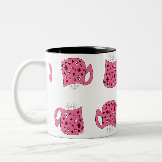 Pink Coffee Two-Tone Coffee Mug (Left)