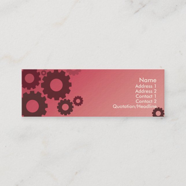 Pink Cogs - Skinny Mini Business Card (Front)