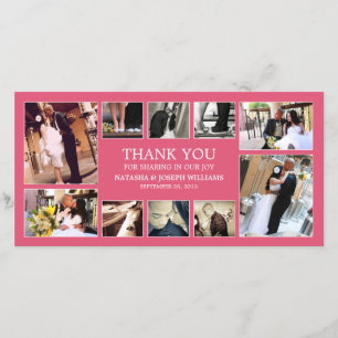 PINK COLLAGE WEDDING THANK YOU CARD