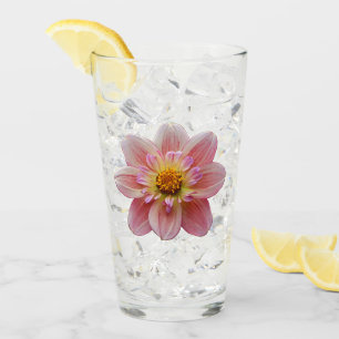 Pink Collarette Dahlia Bloom Floral Glass
