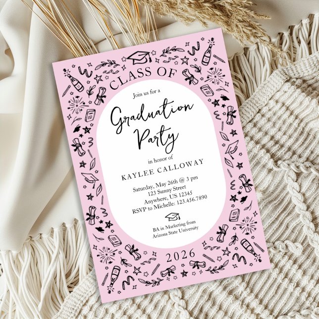 Pink College Graduation Invitation (Creator Uploaded)