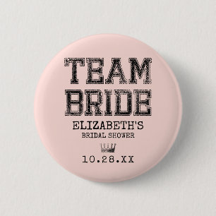 Pink Collegiate Team Bridal Shower Party 6 Cm Round Badge
