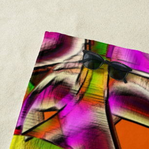 Pink coloful twisted cutouts and notched scratches beach towel
