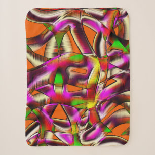 Pink coloful twisted cutouts and notched scratches sherpa blanket