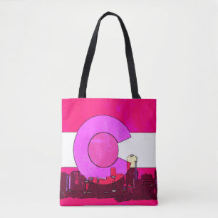 Pink Colorado Denver skyline print all over tote Bag