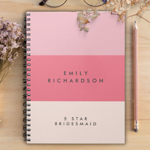 Pink Colorblock bridesmaid Spiral Notebook
