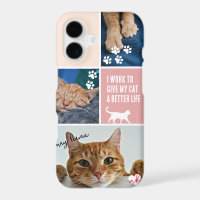 Pink Colorblock Cat Photo Collage Monogram Pet