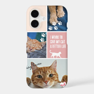 Pink Colorblock Cat Photo Collage Monogram Pet