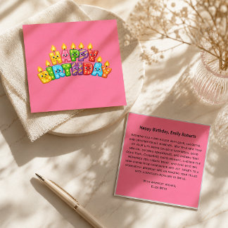 Pink colour birthday square business card