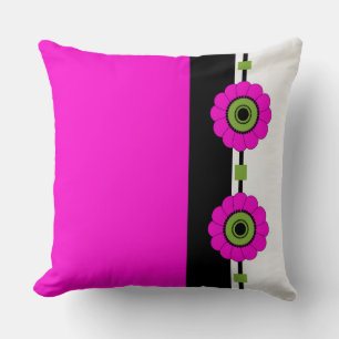 Pink Colour Blocked and Floral Cushion