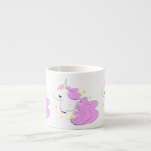 Pink colour cartoon unicorns with stars baby mug