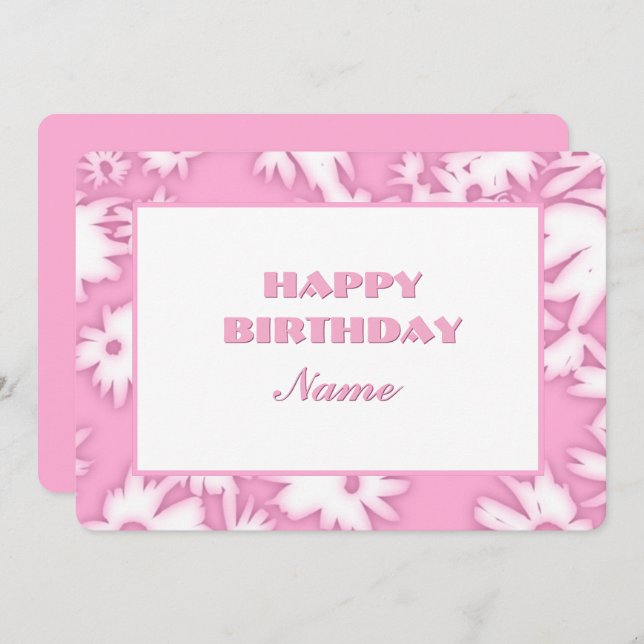 Pink Colour Me Daisies Birthday Card (Front/Back)