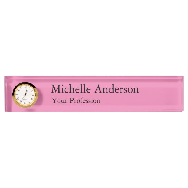 Pink Colour Professional Modern Plain Nameplate (Front)