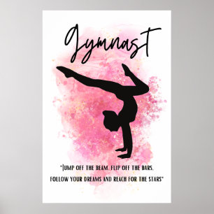 Pink Colour Splash Gymnast Poster