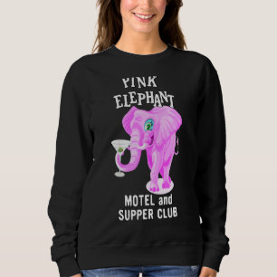 Pink Coloured Elephant With Martini Glass Sweatshirt