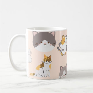 Pink Colourful Cat Pattern  Coffee Mug