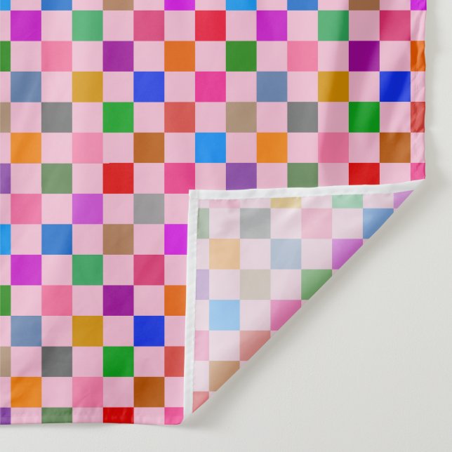 Pink Colourful Chequered Pattern  Tapestry (Detail)