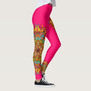 Pink Colourful Mandala Leggins Leggings