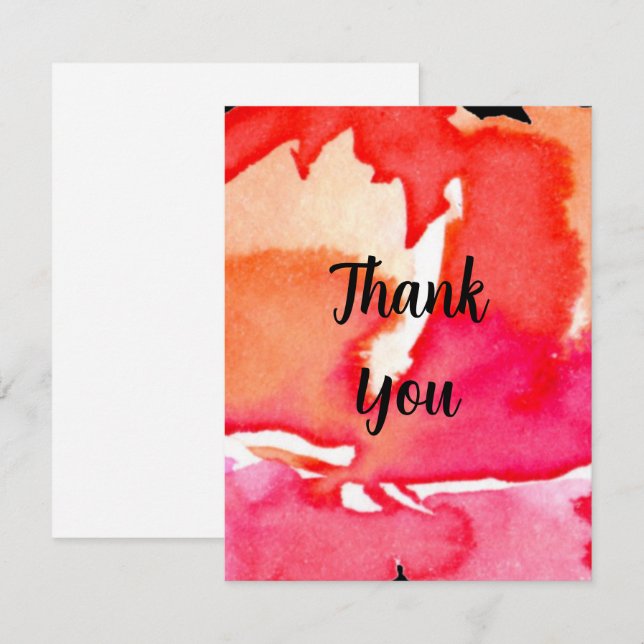 Pink Colourful Personalised Script Thank You Card (Front/Back)