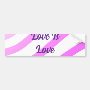 Pink colourful stripes pastel love is love pride bumper sticker