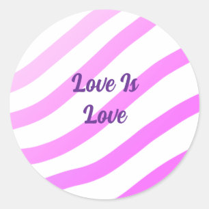 Pink colourful stripes pastel love is love pride classic round sticker