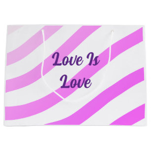 Pink colourful stripes pastel love is love pride large gift bag